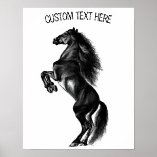 Aufrechtes Schwarz Wildpferd Poster Ihr Text / Far