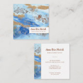 *~* Aufregende Abstrakte Wasserfarbe Gold Glitzer Quadratische Visitenkarte (Vorne/Hinten)