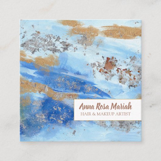 *~* Aufregende Abstrakte Wasserfarbe Gold Glitzer Quadratische Visitenkarte (Vorderseite)