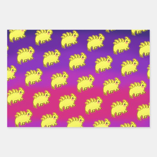 Aufregende Dinosaurier mit Regenbogen-Galaxy-Stern Geschenkpapier Set (Vorderseite 3)