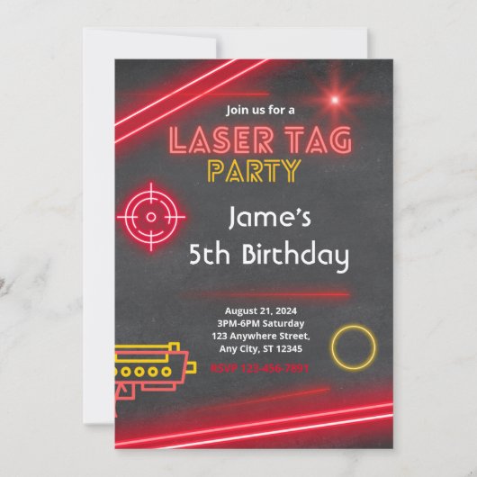 Aufregende Laser Tag Party Geburtstagseinladung Einladung (Vorderseite)