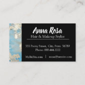 * Aufregende Wasserfarbe Blau Schwarz Silber Abstr Visitenkarte (Rückseite)