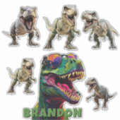 Aufregender Dinosaurier Personalisierter Name Aufkleber (Vorderseite)