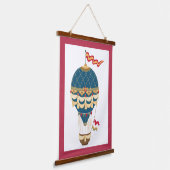 Aufregender farbenfroher Steampunk Heißluftballon Wandteppich Mit Holzrahmen (Gewinkelt)