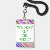 Aufregender "STUDENT der WOCHE!" Abzeichen Ausweis (Rückseite mit Lanyard)