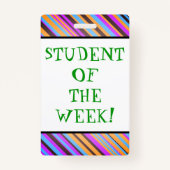 Aufregender "STUDENT der WOCHE!" Abzeichen Ausweis (Rückseite)