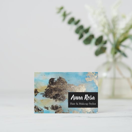 * Aufregendes Abstraktes blaues Wasserfarbensilber Visitenkarte (Stehend Vorderseite)