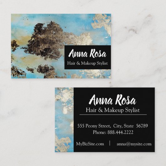 * Aufregendes Abstraktes blaues Wasserfarbensilber Visitenkarte (Vorne/Hinten)