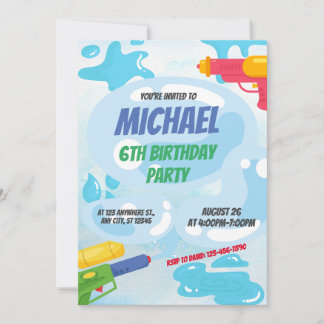 Aufregendes Super Soaker Party zum Geburtstag Einladung