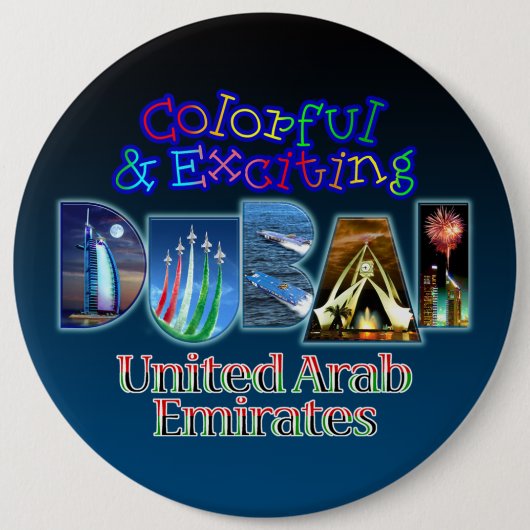 Aufregendes und buntes Dubai Button (Vorderseite)