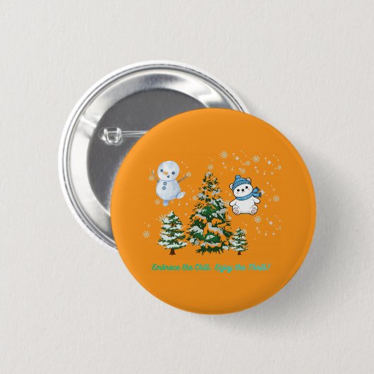 Aufregendes Winterorange Button (Vorne & Hinten)