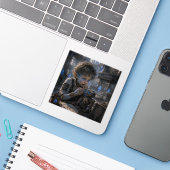 Aufregung / Robotiktechniker / Bank Aufkleber (Laptop mit iPhone)