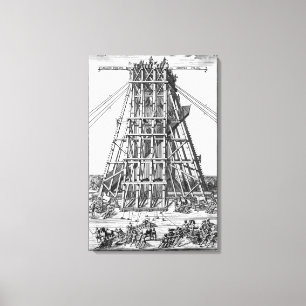 Aufrichten des alten ägyptischen Obelisk Leinwanddruck