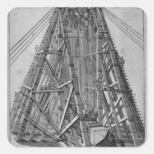 Aufrichten des alten ägyptischen Obelisk Quadratischer Aufkleber