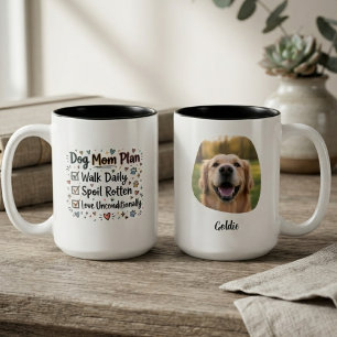Aufrichtige Holzkohle-Checkliste Hundemutter-Plan Zweifarbige Tasse