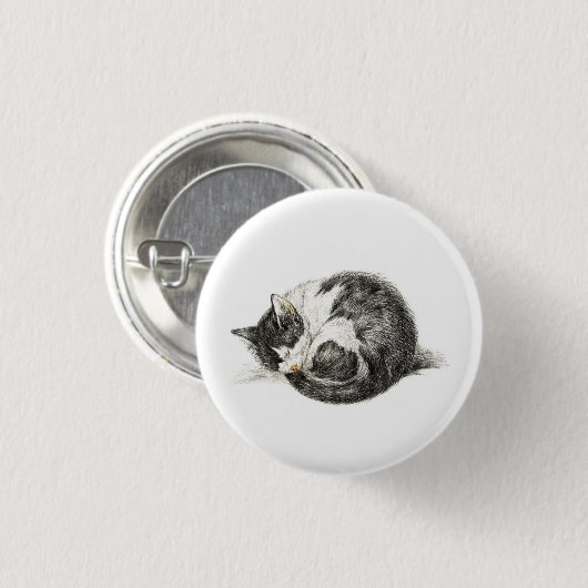 Aufrollende schlafende Katze (1825) Button (Vorne & Hinten)