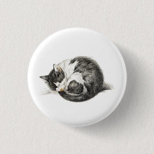 Aufrollende schlafende Katze (1825) Button (Vorderseite)