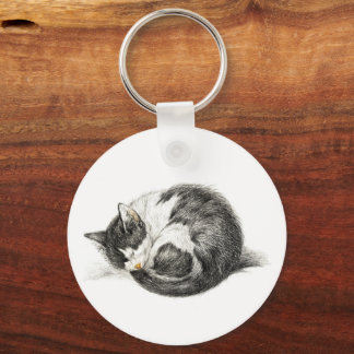 Aufrollende schlafende Katze (1825) Schlüsselanhänger