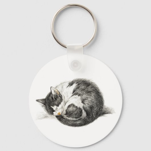 Aufrollende schlafende Katze (1825) Schlüsselanhänger (Rückseite)
