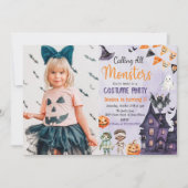 Aufruf aller Monster Halloween-Kostüme Geburtstag Einladung (Vorderseite)