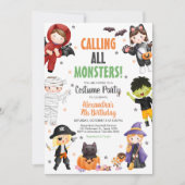 Aufruf aller Monster Kostüme Halloween Geburtstag Einladung (Vorderseite)
