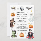 Aufruf aller Monster Kostüme Halloween Geburtstag Einladung (Vorderseite)