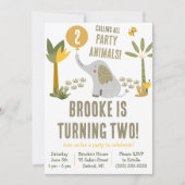 Aufruf aller Party Tiere Elephant Safari Geburtsta Einladung (Vorderseite)