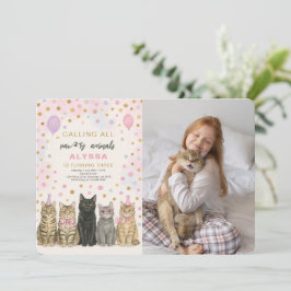 Aufruf aller paw ty Animals Kitten Geburtstags-Fot Einladung