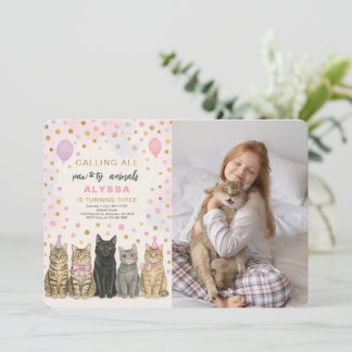 Aufruf aller paw ty Animals Kitten Geburtstags-Fot Einladung