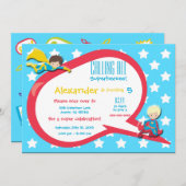 Aufruf aller Superhelden zum Geburtstag Einladung (Vorne/Hinten)