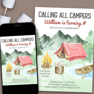 Aufruf an alle Camper Jungen Geburtstags-Campingpa Einladung