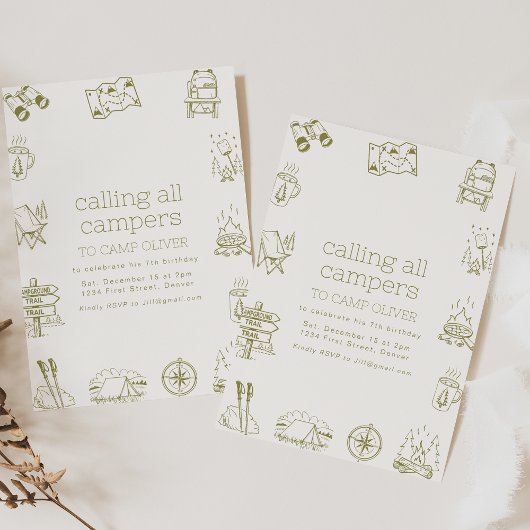Aufruf an alle Campers Kindergeburtstag Party Einl Einladung