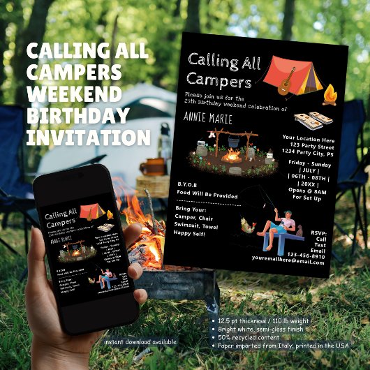 Aufruf an alle Campers Weekend Geburtstag Einladung