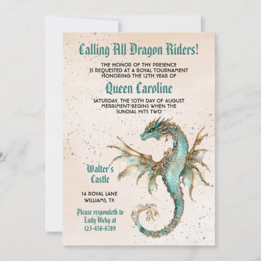 Aufruf an alle Drachenreiter zum Geburtstag Einladung (Vorderseite)