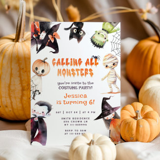Aufruf an alle Monster niedlich Kostüm Party Hallo Einladung