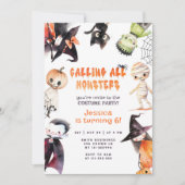 Aufruf an alle Monster niedlich Kostüm Party Hallo Einladung (Vorderseite)