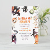 Aufruf an alle Monster niedlich Kostüm Party Hallo Einladung (Stehend Vorderseite)