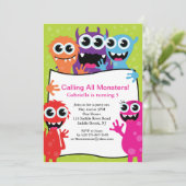 Aufruf an alle Monster Unisex-Kindergeburtstag Einladung (Stehend Vorderseite)