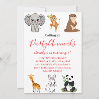 Aufruf an alle Party-Tiere Pink Safari Geburtstag Einladung