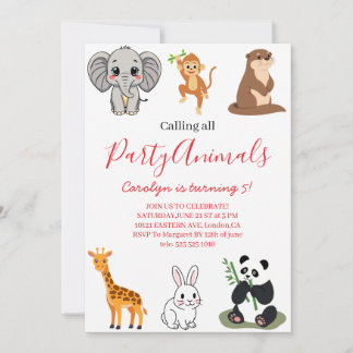 Aufruf an alle Party-Tiere Pink Safari Geburtstag Einladung