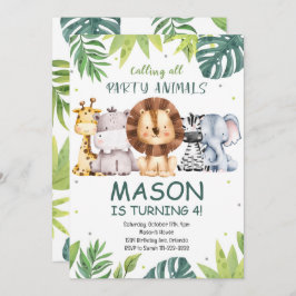 Aufruf an alle Party Tiere Safari Geburtstag Einla Einladung