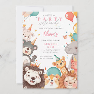 Aufruf an alle Party-Tiere Zirkustiere Geburtstag Einladung