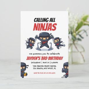 Aufruf der Ninjas-Kid's Ninja zum Geburtstag Einladung
