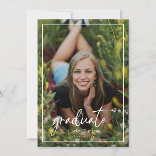 Aufruf zum Abschluss für vertikales Foto Einladung (Vorderseite)