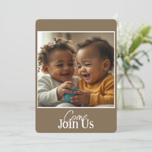 Aufruf zum Hinzufügen von Foto und Text Einladung (Stehend Vorderseite)