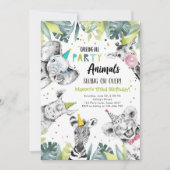 Aufrufen Alle Party Tiere Boy Safari Birthday Inv Einladung (Vorderseite)