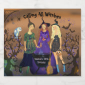 Aufrufen aller Hexen Halloween Geburtstag Bierflaschenetikett (Einzelnes Label)