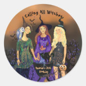 Aufrufen aller Hexen Halloween Geburtstag Runder Aufkleber (Vorderseite)