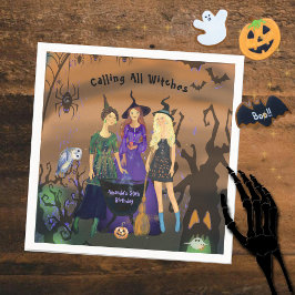 Aufrufen aller Hexen Halloween Geburtstag Serviette
