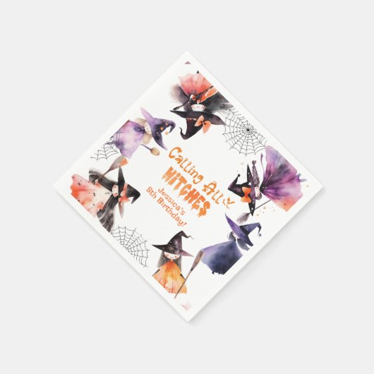 Aufrufen aller Hexen Halloween-Kostüm-Party Serviette (Ecke)